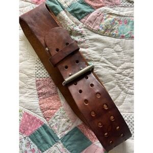 Bollinger Brown Leather Weightlifting Belt Double Prong Buckle Size 32-36 Mexico